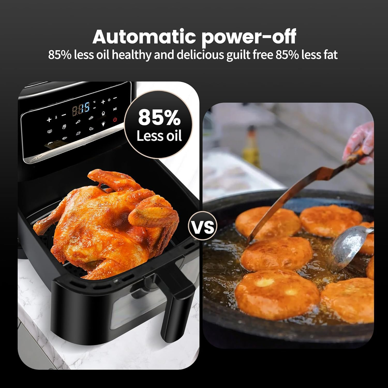 Heißluftfritteuse 7L mit Sichtfenster & Touchscreen – Airfryer mit 10 Programmen, Aufheizfunktion, Innenbeleuchtung | Frittieren ohne Fett | BPA- & PFAS-frei