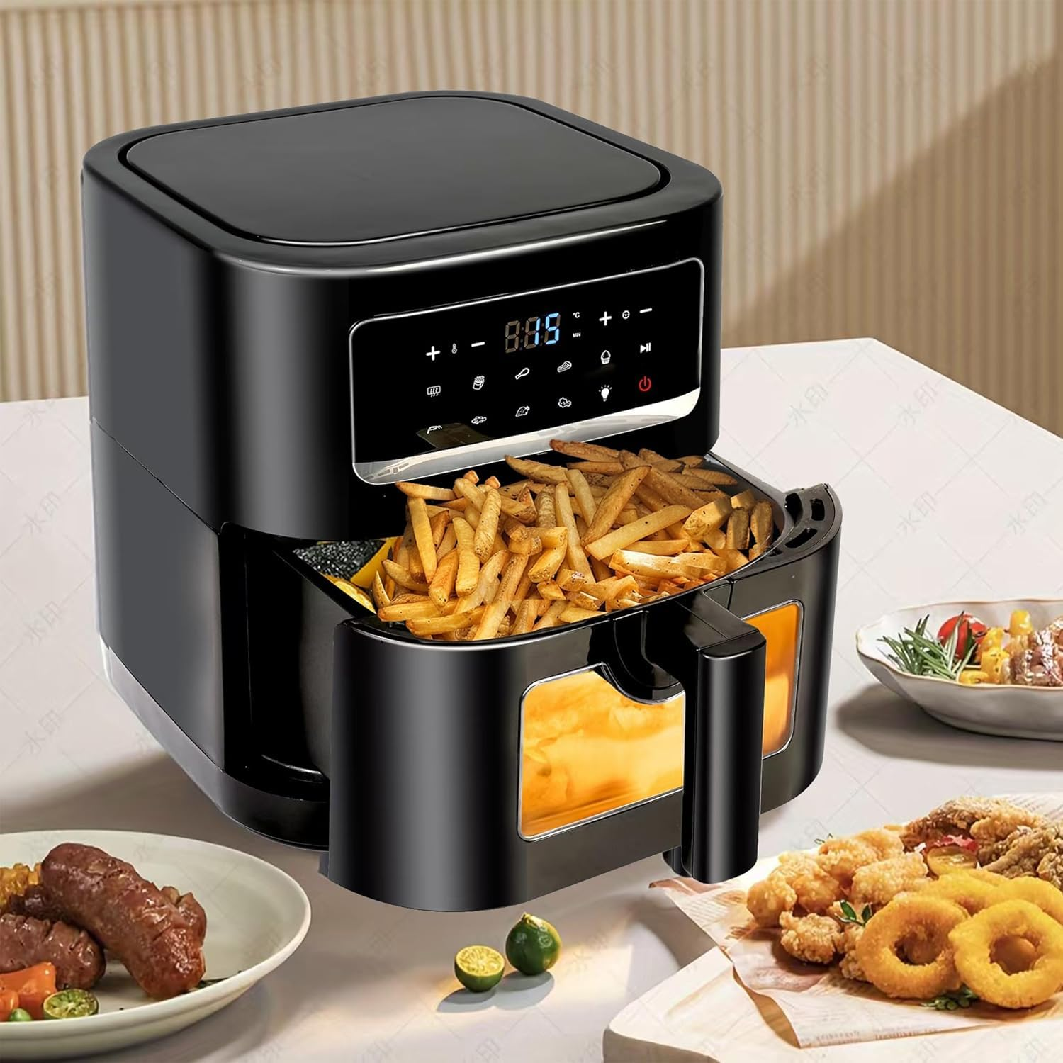 Heißluftfritteuse 7L mit Sichtfenster & Touchscreen – Airfryer mit 10 Programmen, Aufheizfunktion, Innenbeleuchtung | Frittieren ohne Fett | BPA- & PFAS-frei
