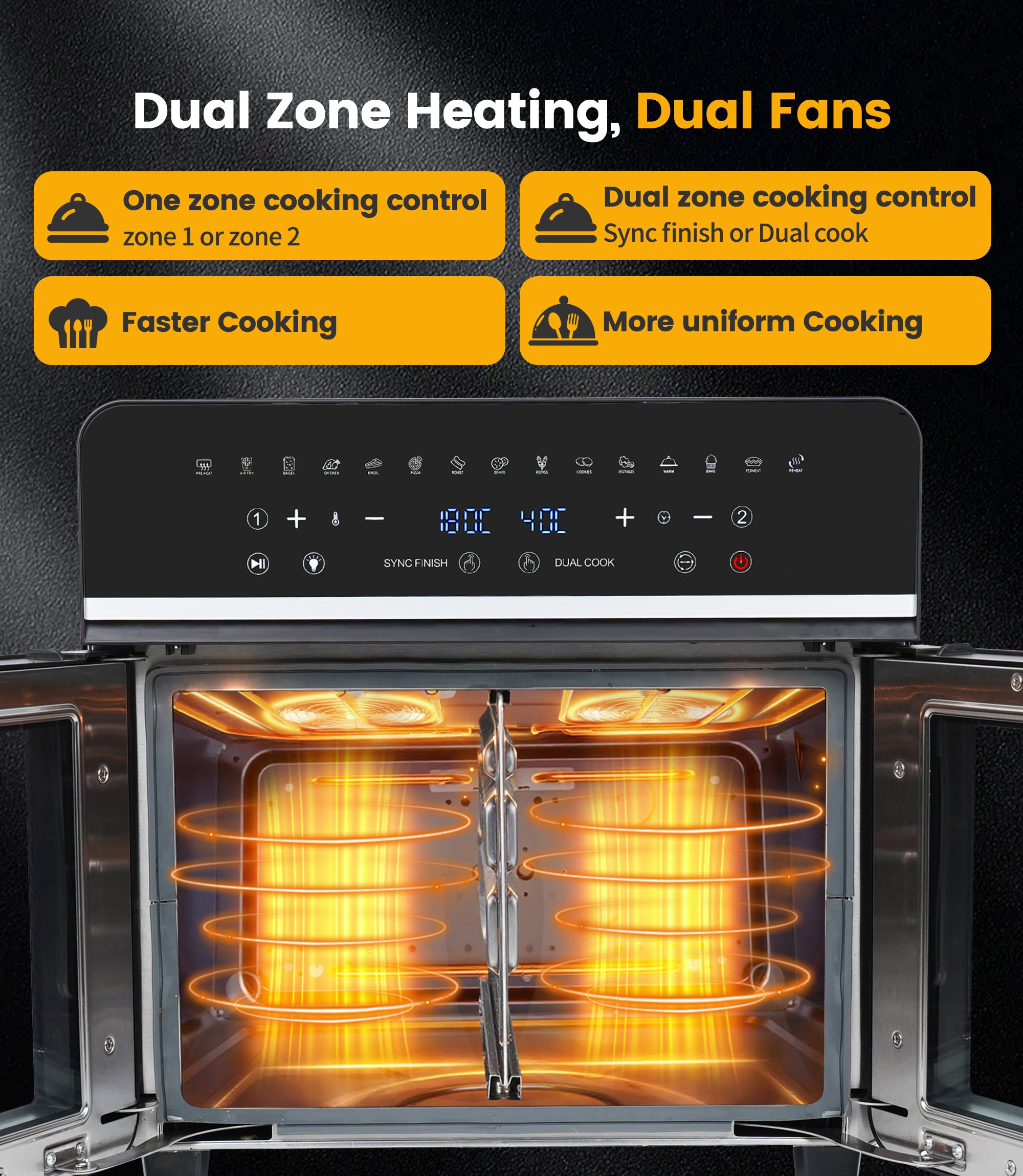 Heißluftfritteuse 7L mit Sichtfenster & Touchscreen – Airfryer mit 10 Programmen, Aufheizfunktion, Innenbeleuchtung | Frittieren ohne Fett | BPA- & PFAS-frei