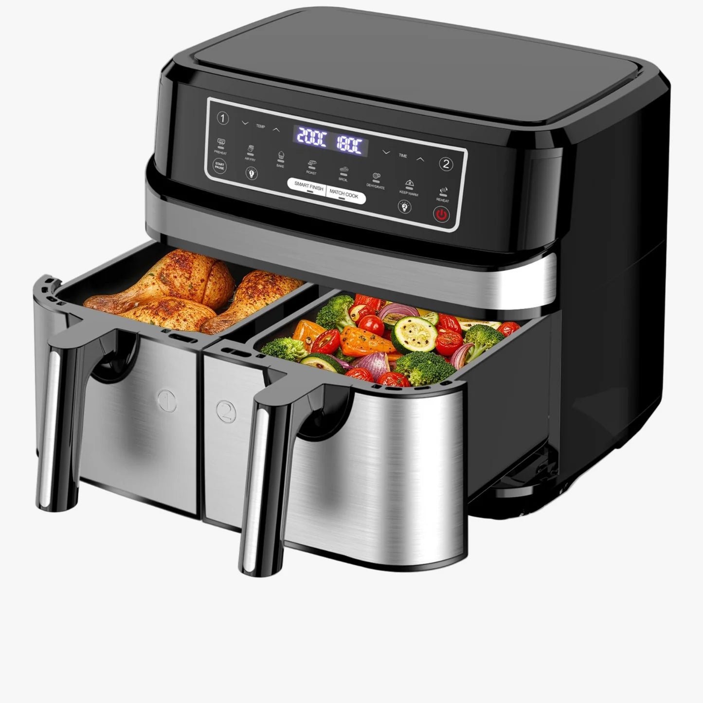 Dual Zone Airfryer 9L – Doppelkammer für paralleles Kochvergnügen